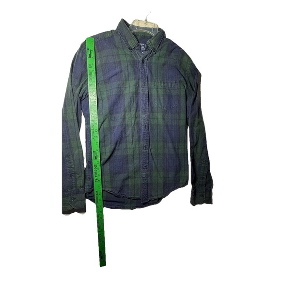 VTG American Eagle Outfitters Flannel Button Up Shirt Size M Green Navy Plaid - Picture 3 of 6
